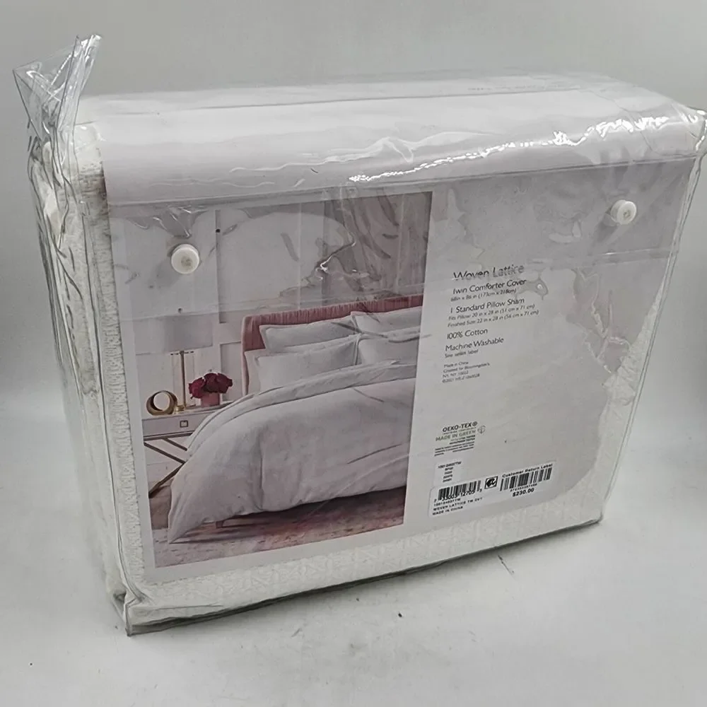 Sky Woven Lattice Duvet Set Twin Size Comforter Standard Pillow Sham White~ - Picture 8 of 13